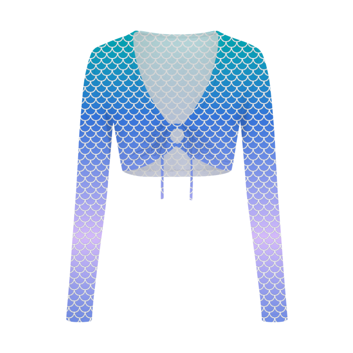 Siren Song- Mermaid Print Long Sleeve Crop Top - Lunautics