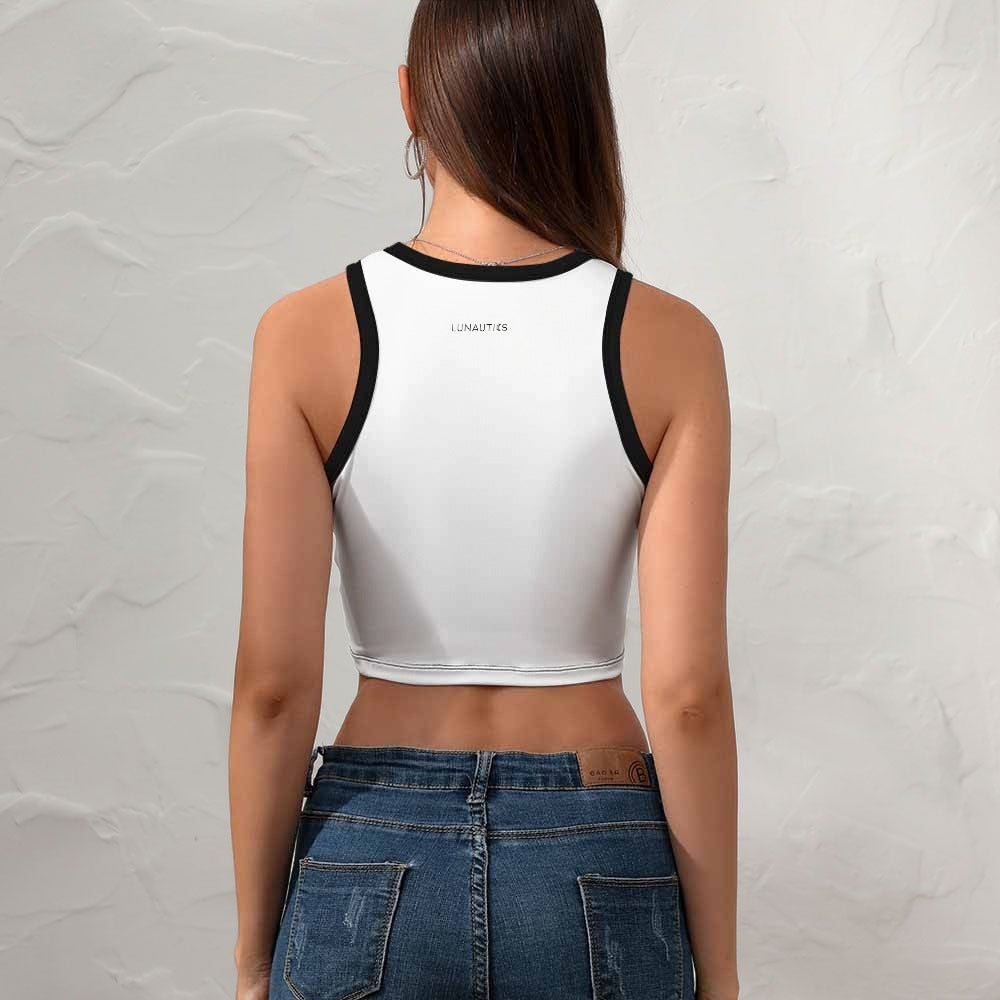 Yes Pls- Cropped Slim Racer Tank Top