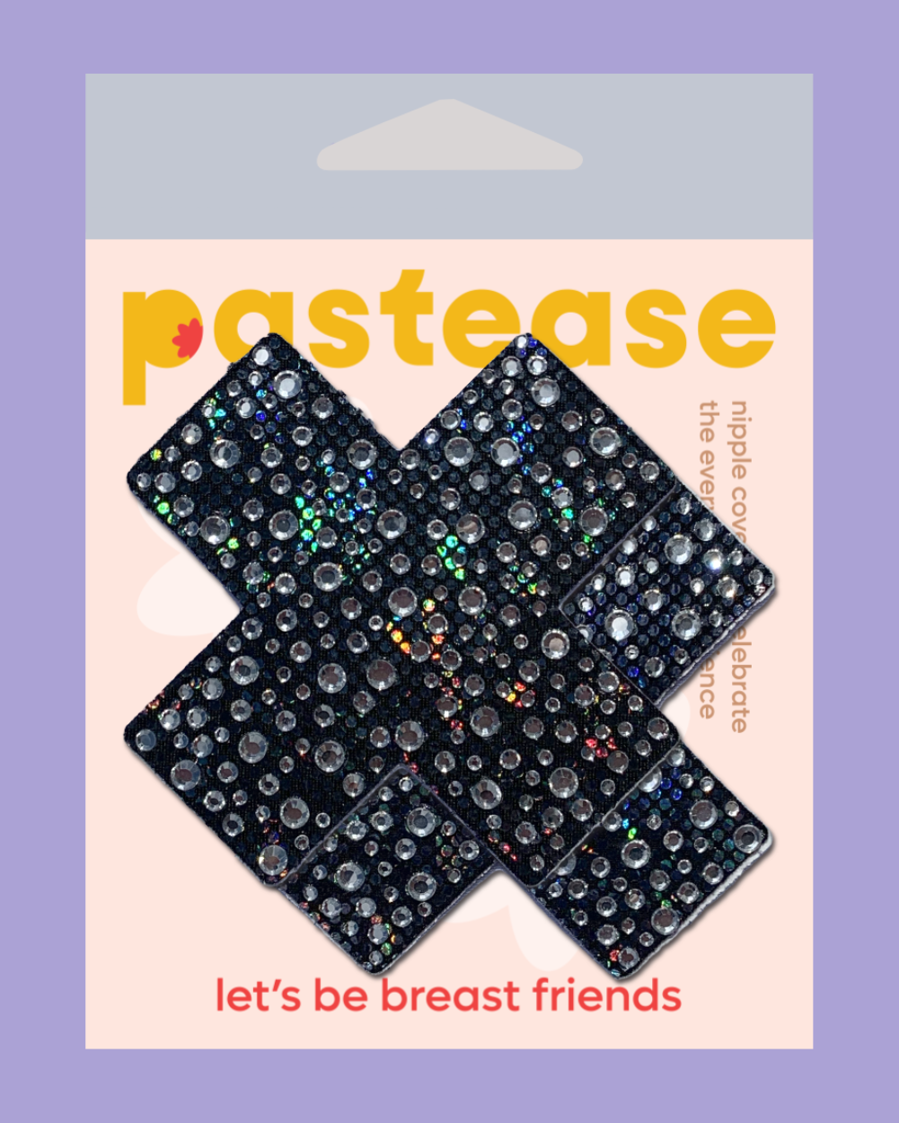 Plus X: Crystal Black Cross Nipple Pasties by Pastease® - Lunautics Pasties