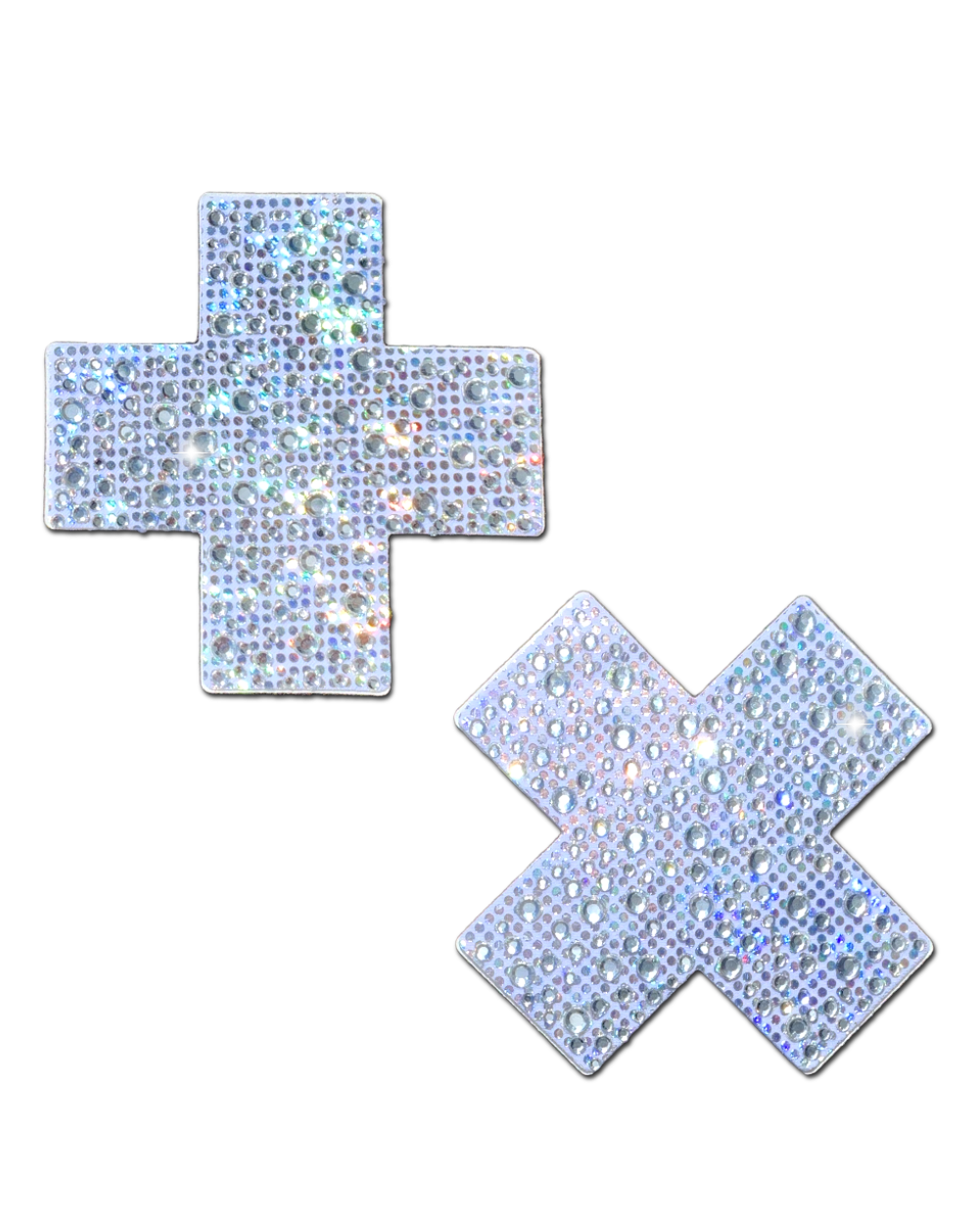 Plus X: Crystal Silver Cross Nipple Pasties by Pastease® - Lunautics Pasties