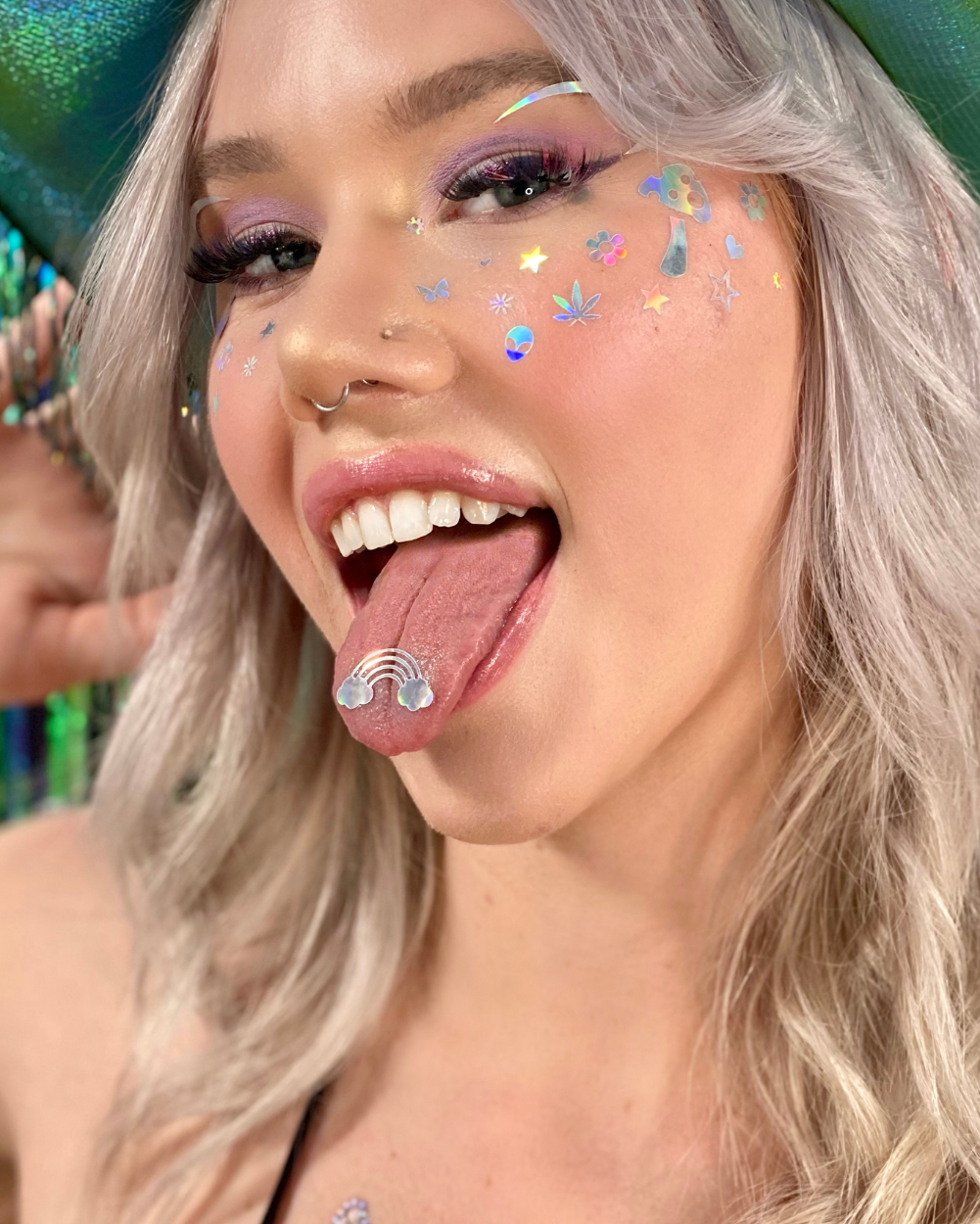 Rave Day Silver Holographic Face Decals - Lunautics Face Decal