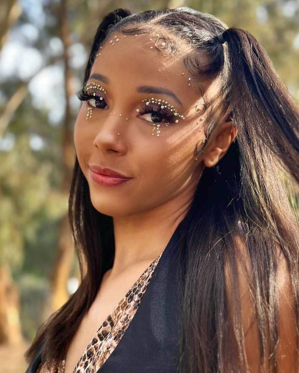 Metallic Silver and Gold Iridescent Cut Crease Face Jewel - Lunautics Face Jewel