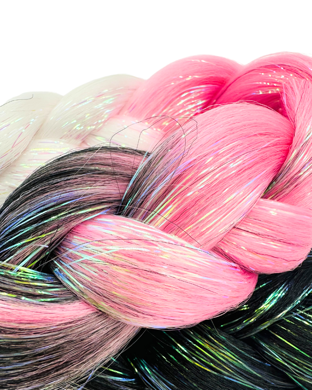 Candy Kiss - Black and Pink Ombre Hair Extension w/Tinsel - Lunautics