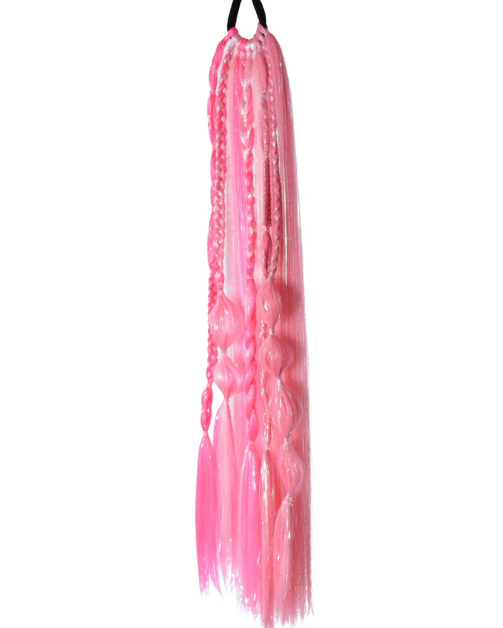 Dollface - Pink UV-Reactive Ombré Braided Ponytail Extension with Tinsel - Lunautics Ponytail Hair Extension