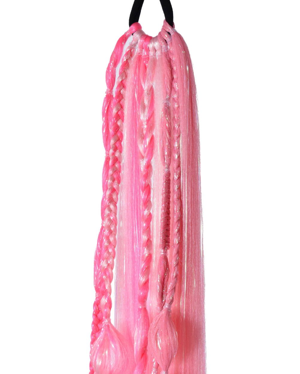 Dollface - Pink UV-Reactive Ombré Braided Ponytail Extension with Tinsel - Lunautics Ponytail Hair Extension