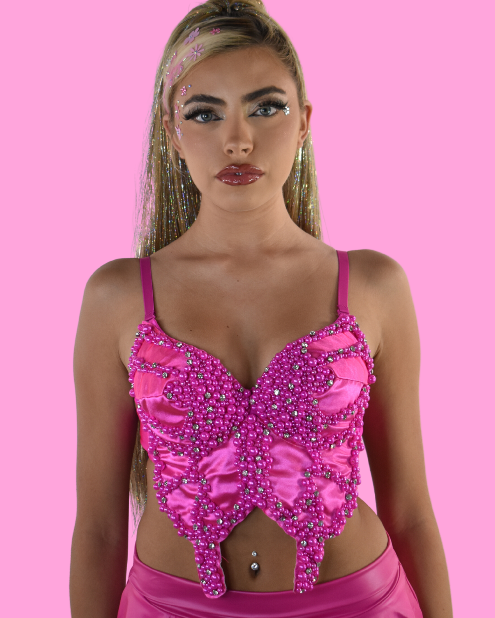 Flutter Push-Up Butterfly Bra Top- Pink - Lunautics