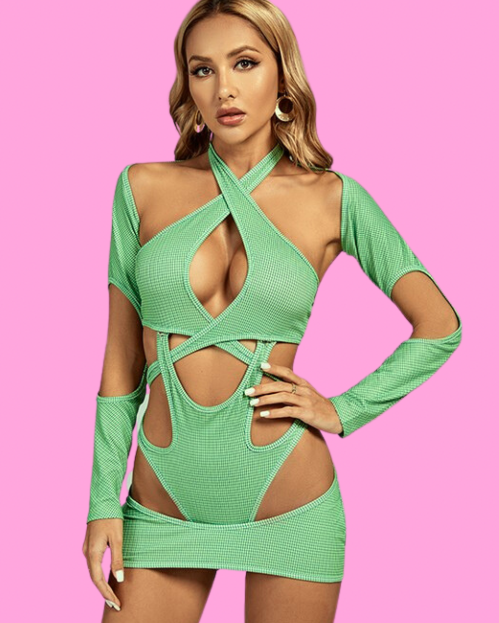Intergalactic Cut-Out Body Suit- Green - Lunautics