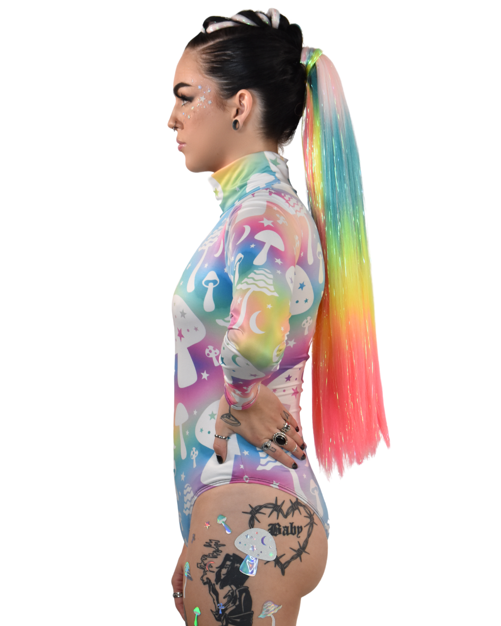 Stellar Mushrooms Turtleneck Long Sleeve Bodysuit - Lunautics