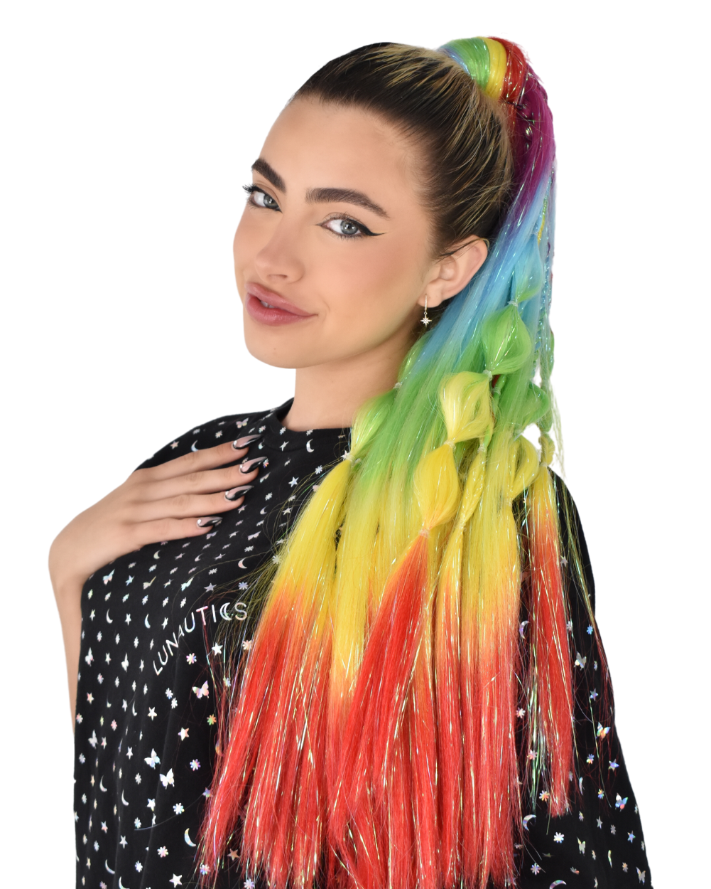 Rainbow Crystal - Ombré Braided Ponytail Extension