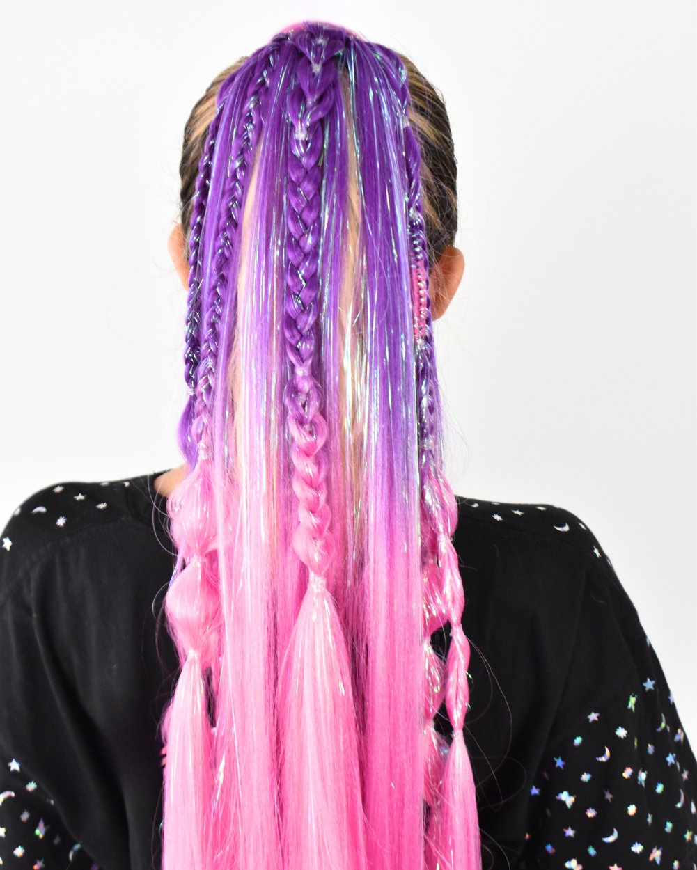 Braided Insta Pony- Infinity Purple to Pink Ombre Extension - Lunautics