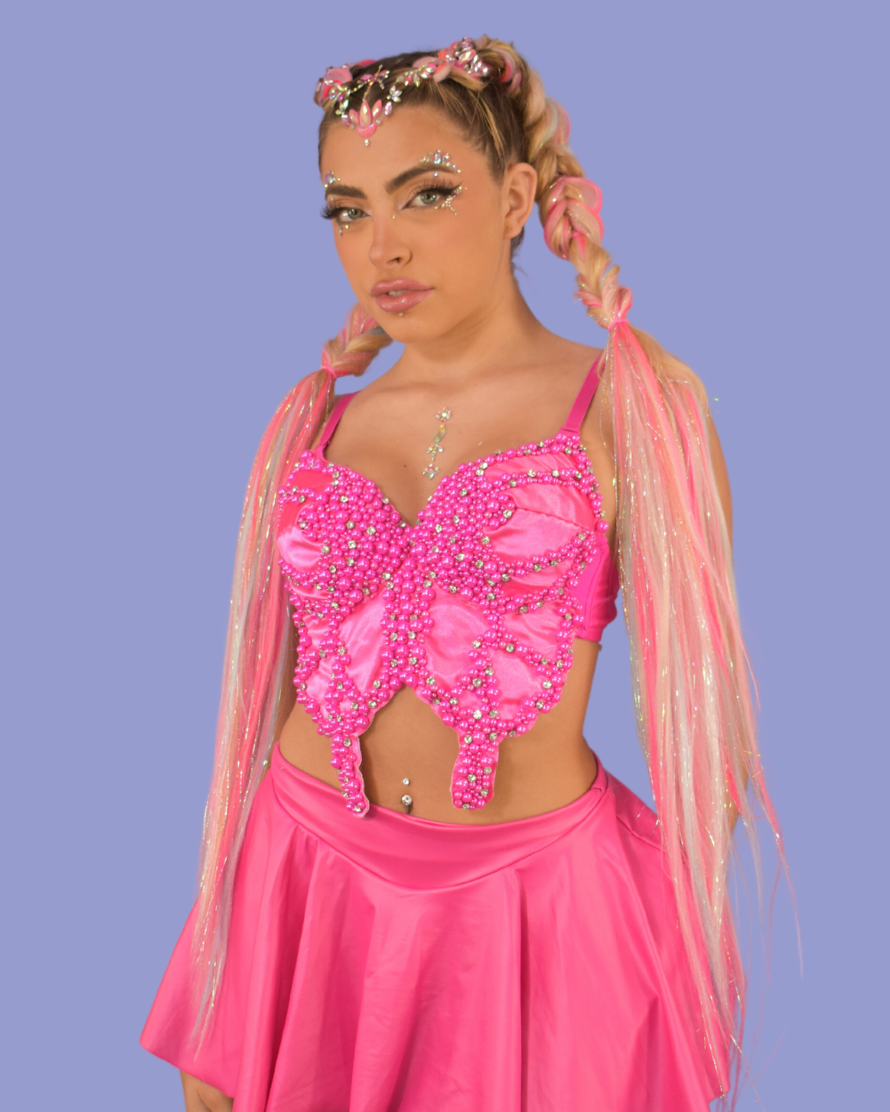 Flutter Push-Up Butterfly Bra Top- Pink - Lunautics