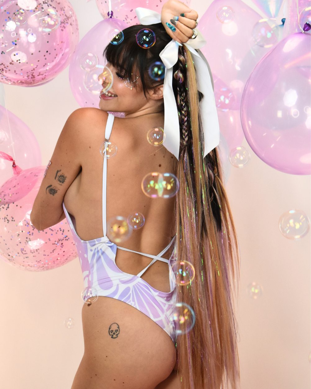 Blush Kisses - Pink Butterfly Criss Cross Backless One-Piece - Lunautics
