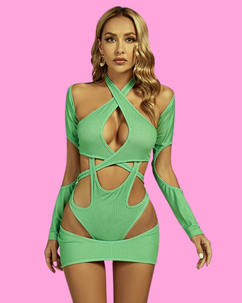 Intergalactic Cut-Out Body Suit- Green - Lunautics
