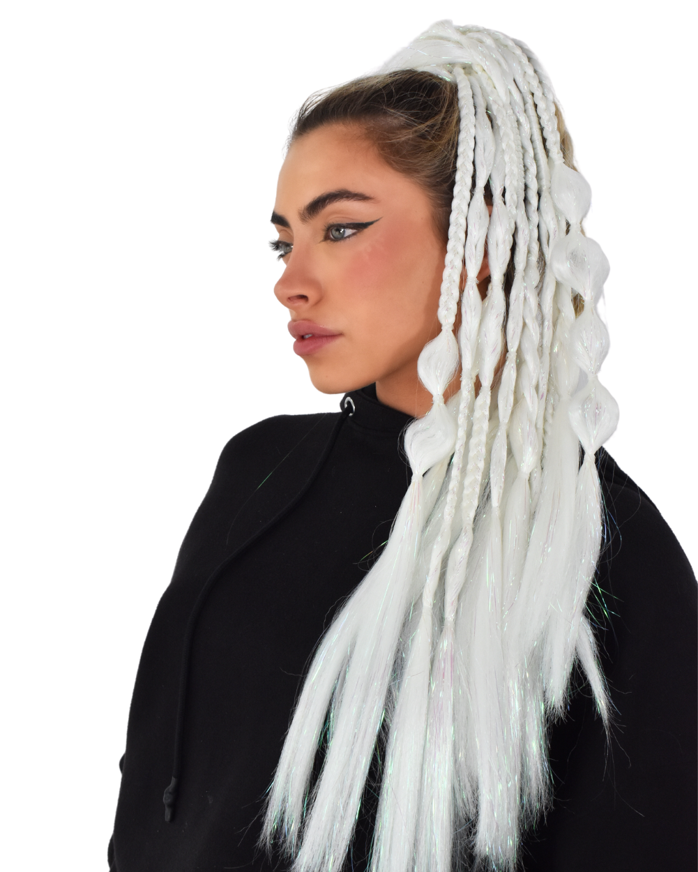 Solar Glow - White Glow in the Dark Braided Ponytail Extension