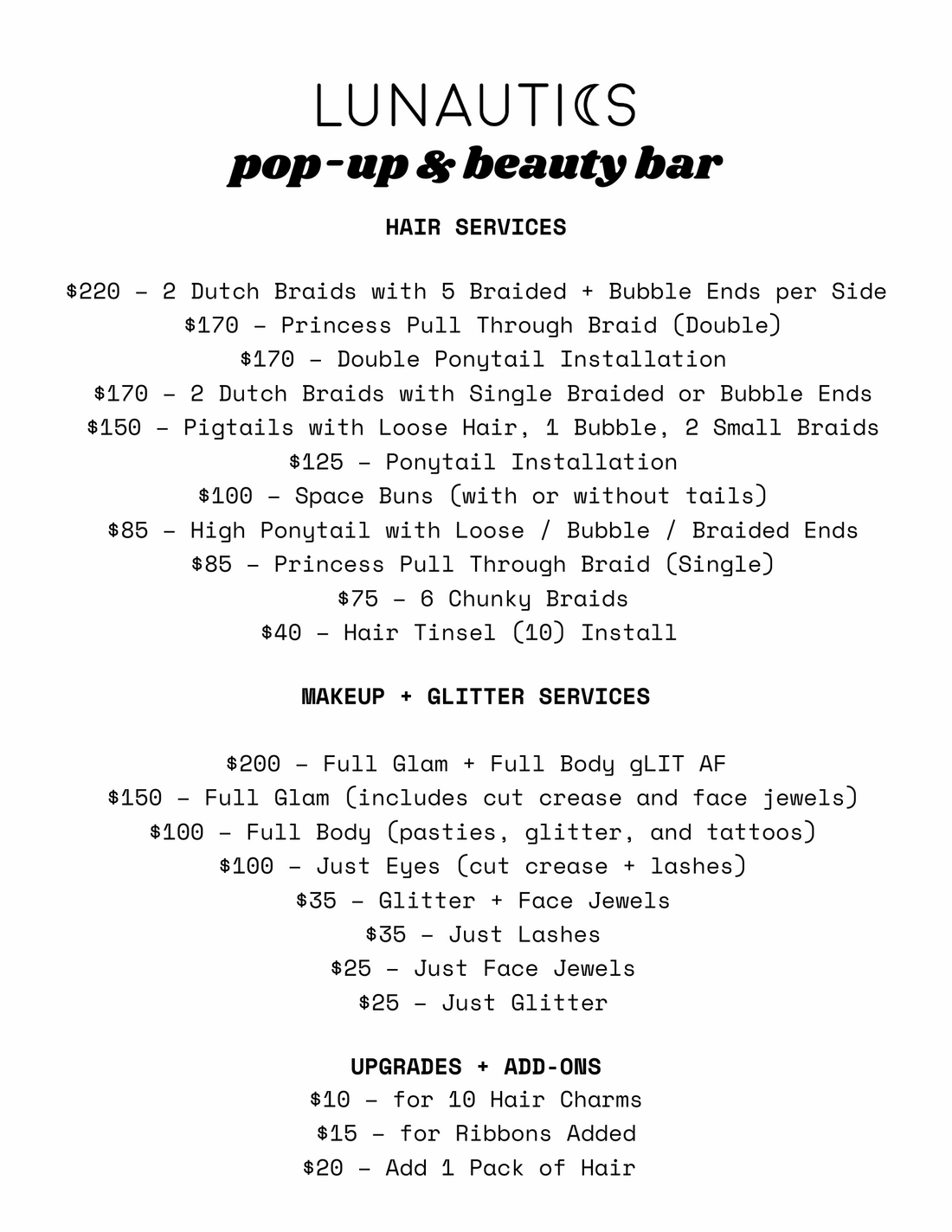 Beauty Bar - Lux Rave at The Luxor 2025 Deposit - Lunautics Service