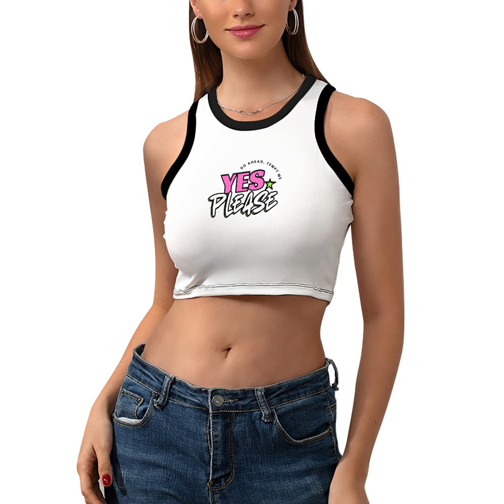 Yes Pls- Cropped Slim Racer Tank Top - Lunautics