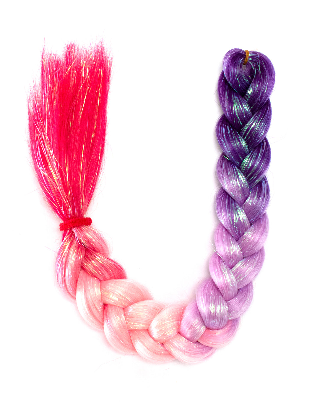 Sunrise - Purple Pink Red Ombre Braid-In Hair with Tinsel