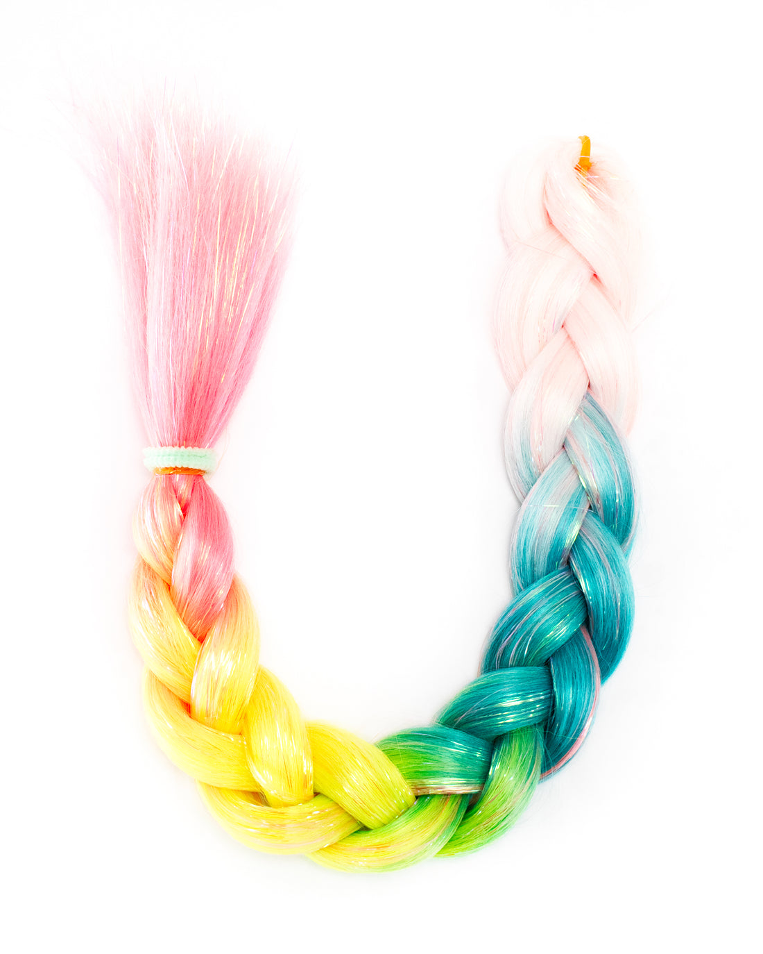 Tropical Delight - Pastel Rainbow Hair Extension with Tinsel