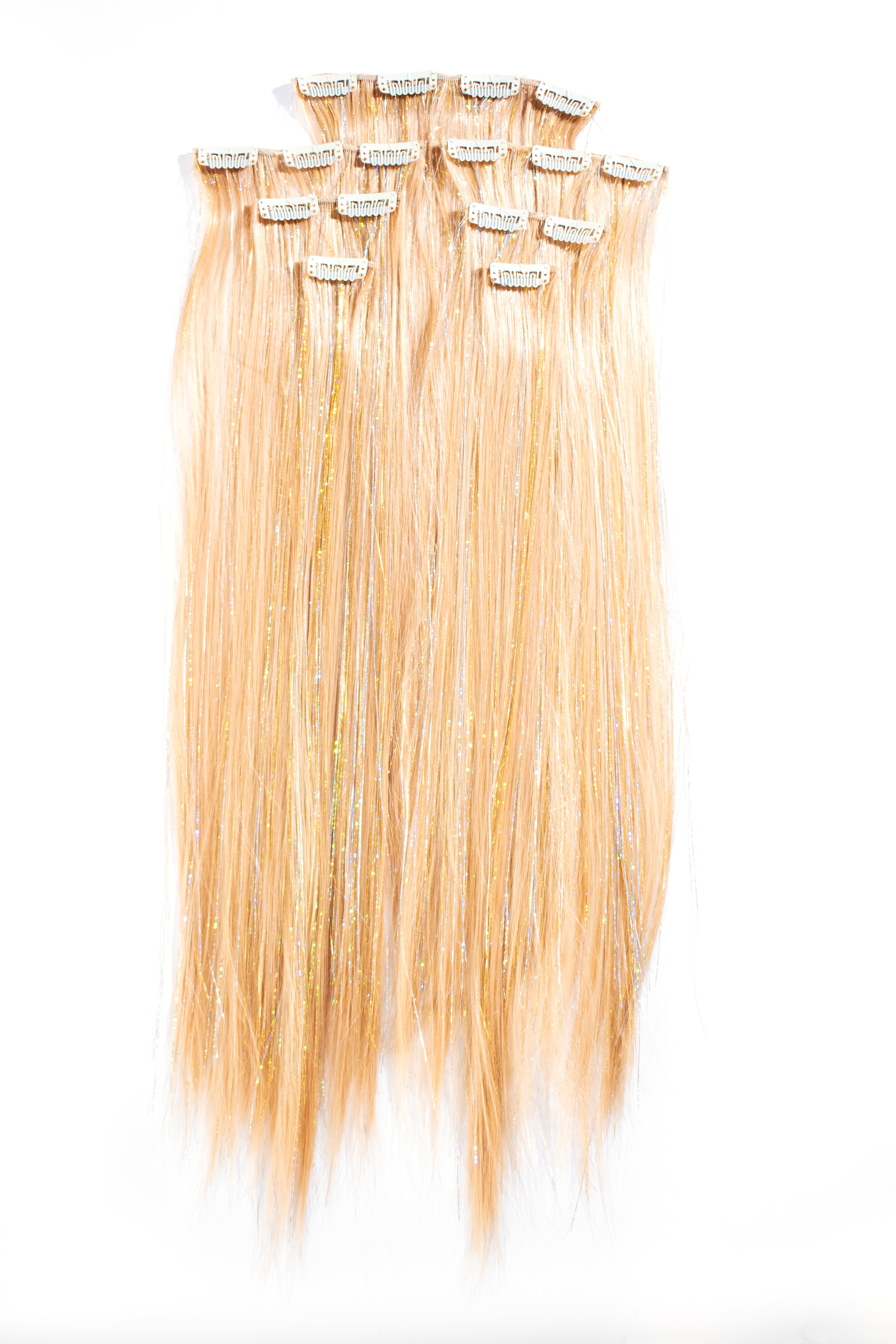 Blonde Bombshell - 22in Luxe Synthetic Full Clip-In Extension Set with Tinsel - Lunautics Clip-In Extensions