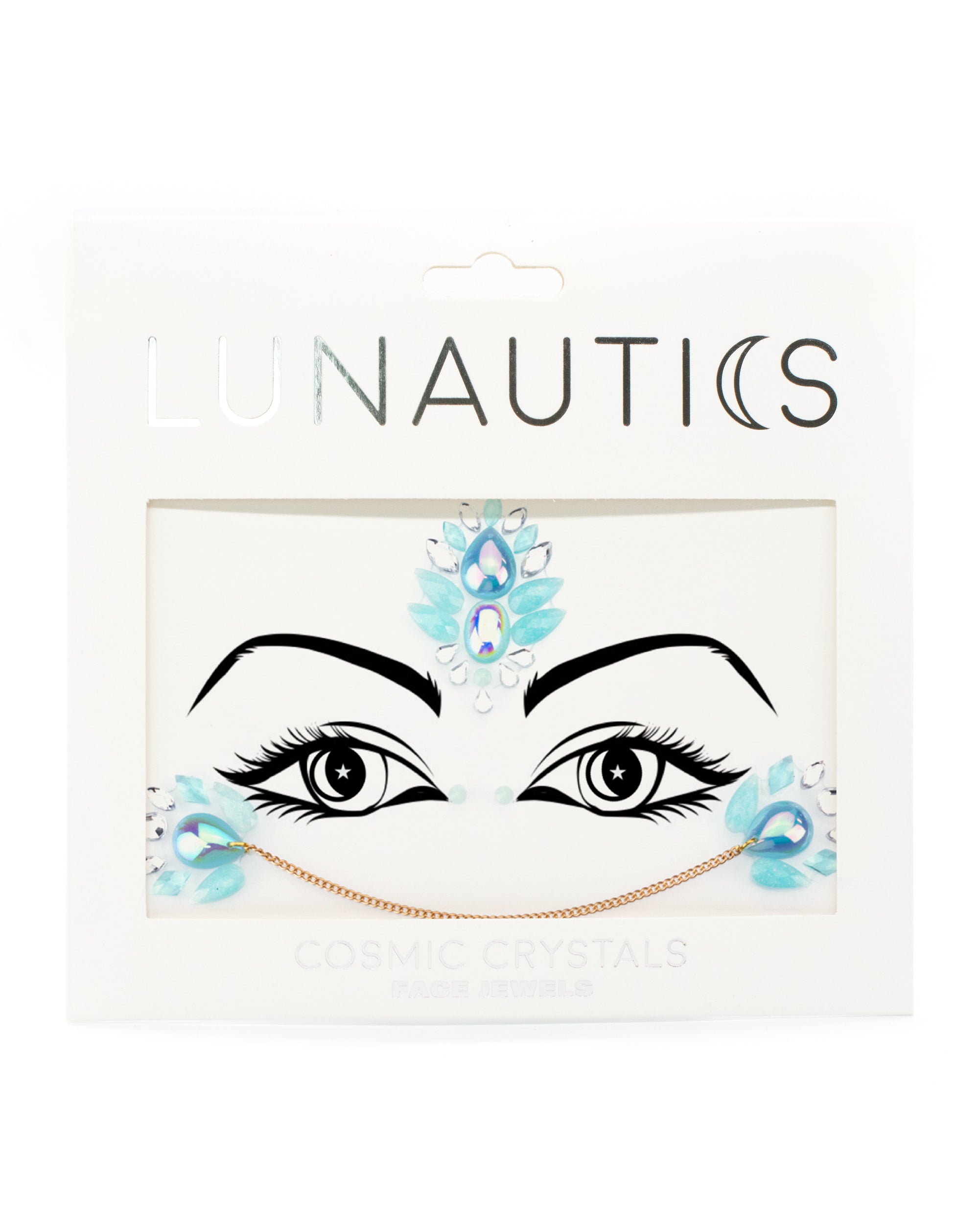 Desert Queen - Blue Face Jewel with Gold Chain - Lunautics Face Jewel