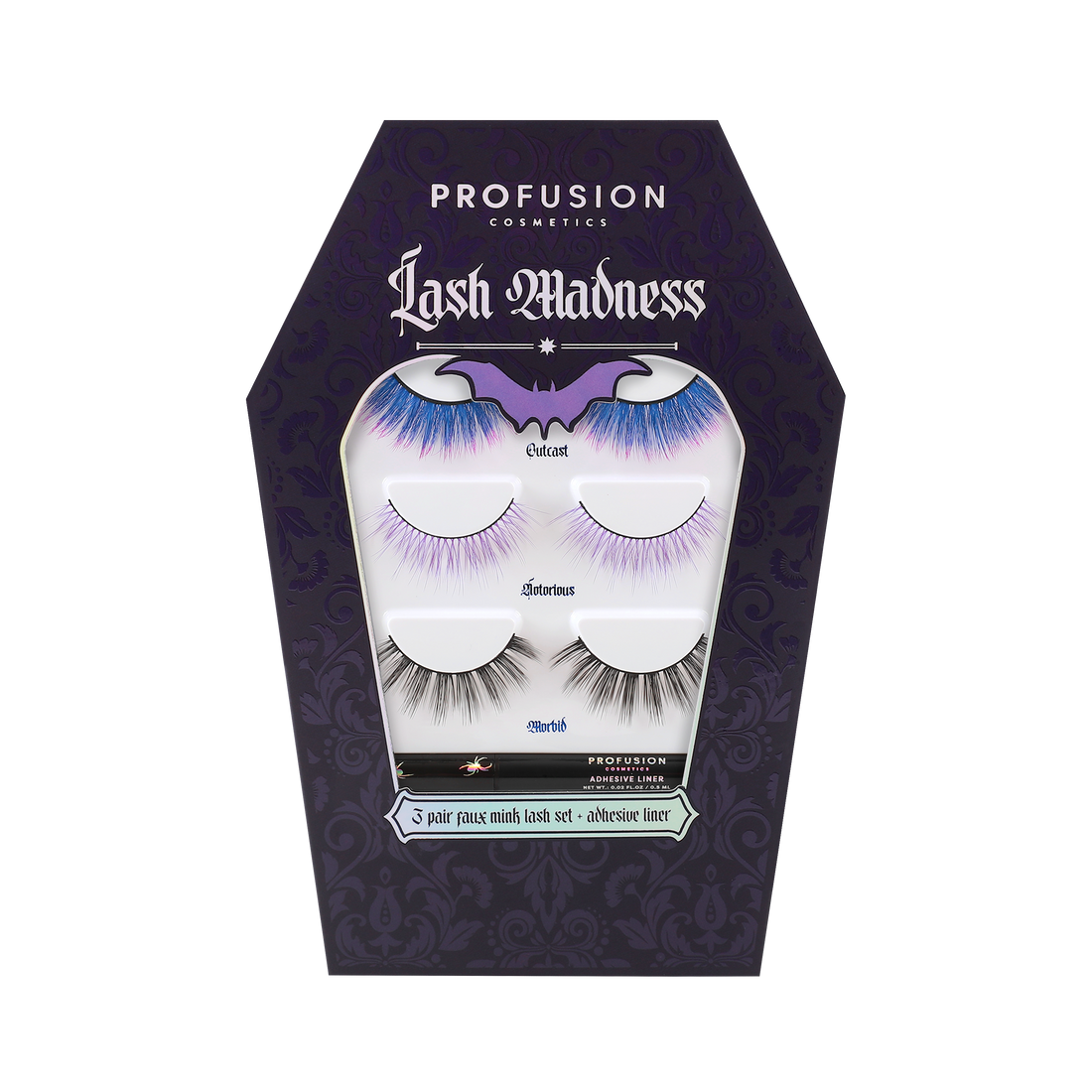 Lash Madness-3 Pair Faux Mink Lash Set Adhesive - Lunautics Eye