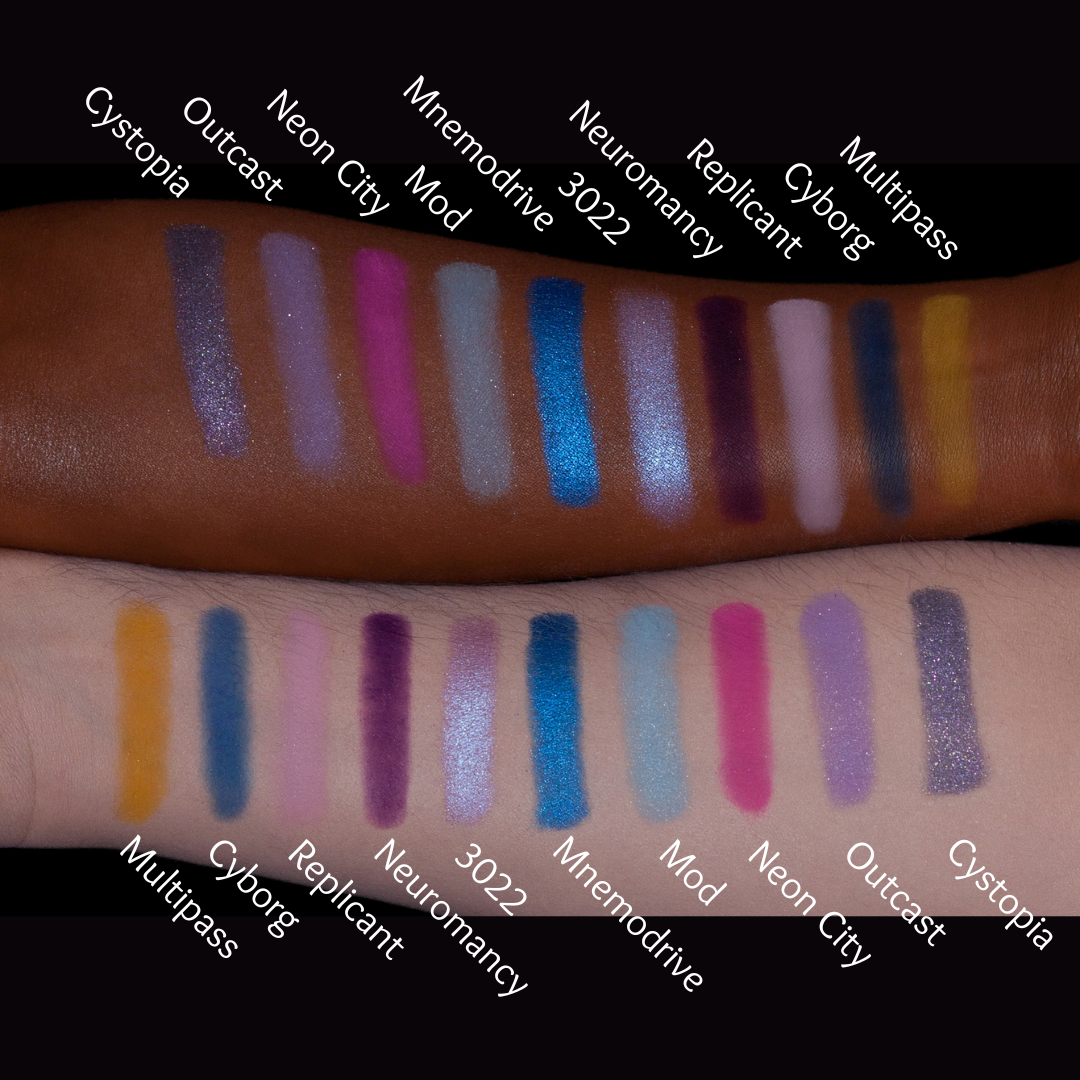 Cyberpunk Palette - Lunautics Eyeshadow Palette > Makeup Palette > Duochrome > Multichrome > Monochrome Palette > Anime Makeup > Vegan Makeup > Cruelty Free Makeup > Indie Makeup > Purple Eyeshadow > Purple Makeup Palette