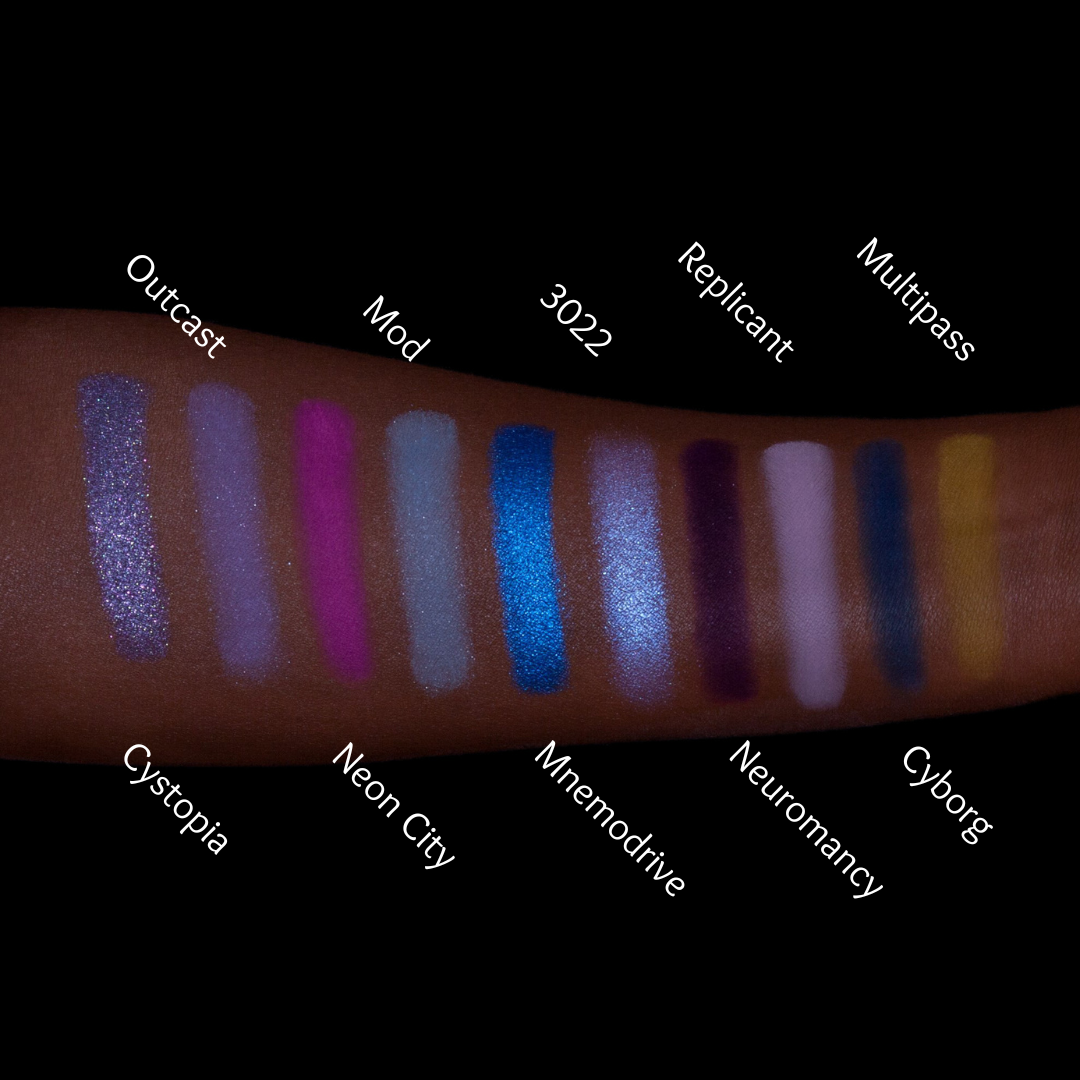 Cyberpunk Palette - Lunautics Eyeshadow Palette > Makeup Palette > Duochrome > Multichrome > Monochrome Palette > Anime Makeup > Vegan Makeup > Cruelty Free Makeup > Indie Makeup > Purple Eyeshadow > Purple Makeup Palette