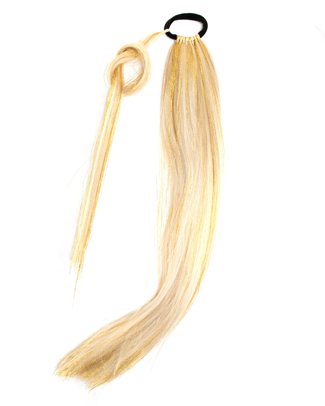 Jackpot - Platinum Blonde Ponytail Extension with Gold Tinsel - Lunautics Ponytail Hair Extension