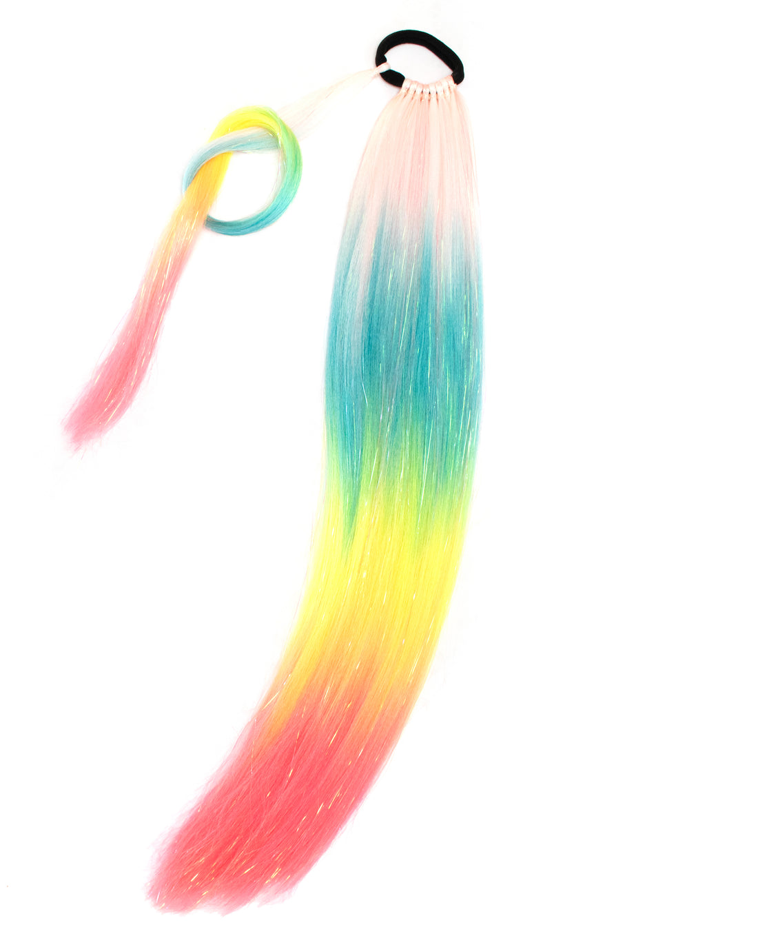 Tropical Delight - Ombre Rainbow Ponytail Extension with Tinsel - Lunautics Ponytail Hair Extension
