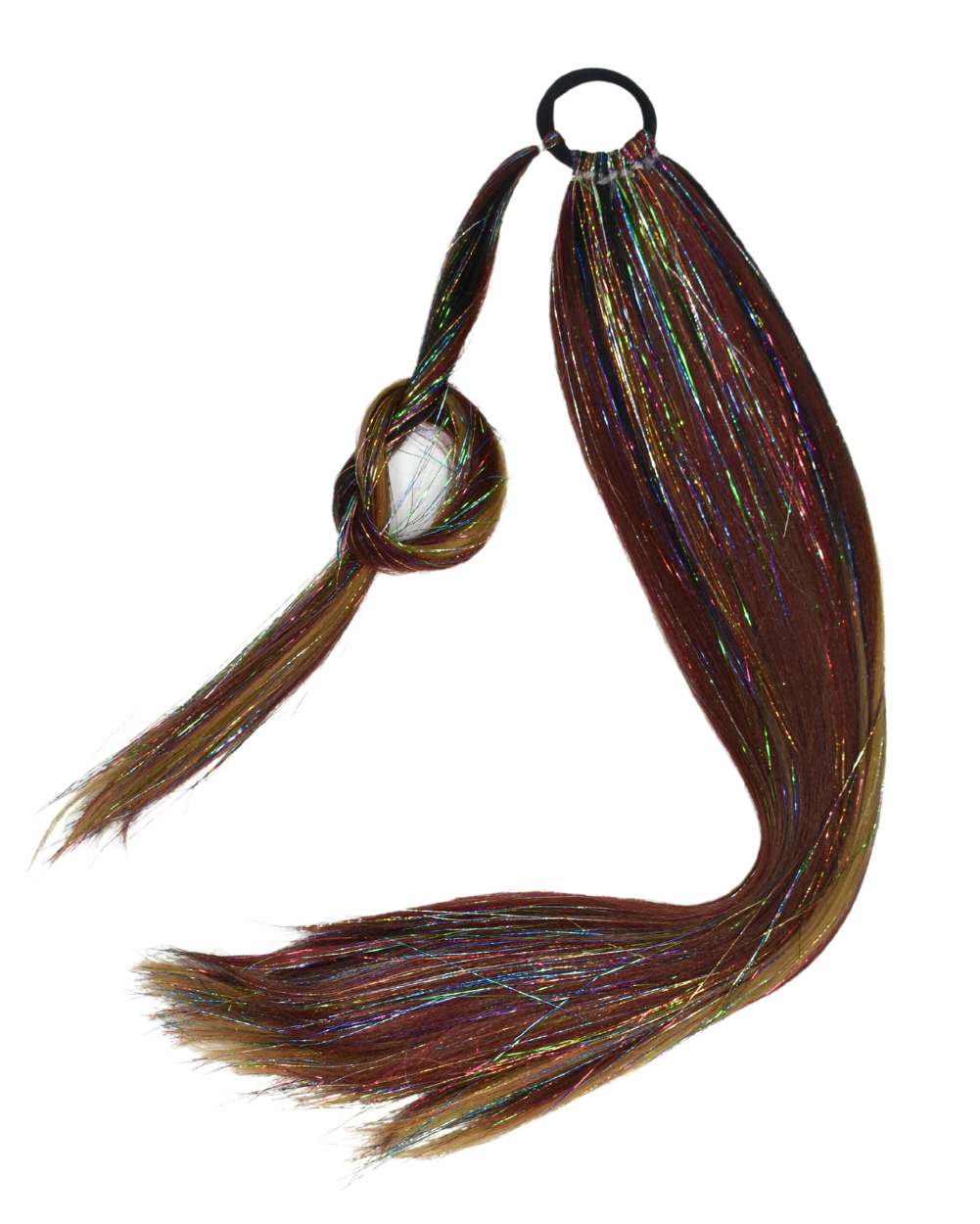 Auburn Rainbow - Natural Ponytail Extension with Tinsel - Lunautics