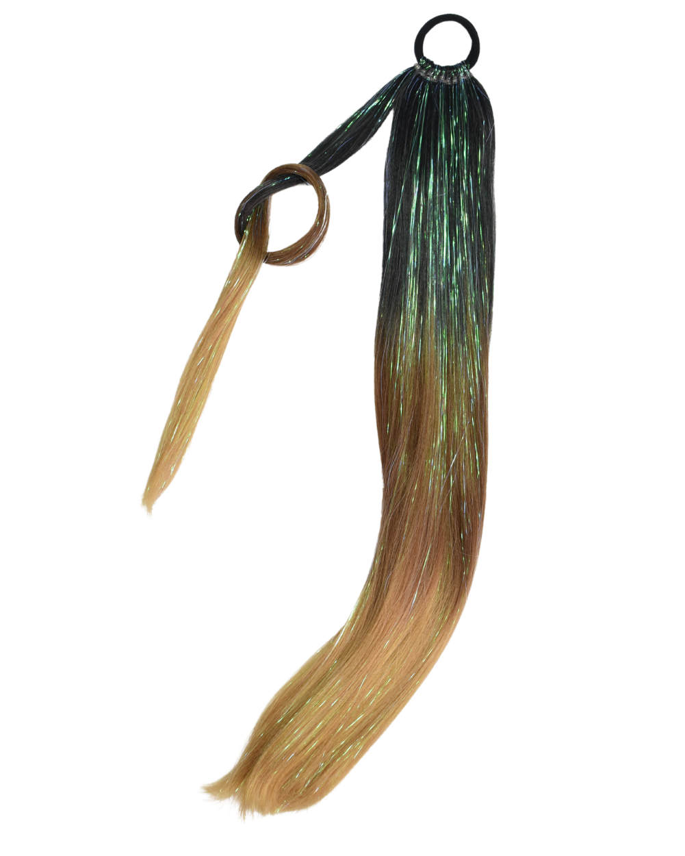 Bronde Mermaid - Natural Ombré Ponytail Extension with Tinsel - Lunautics Ponytail Hair Extension