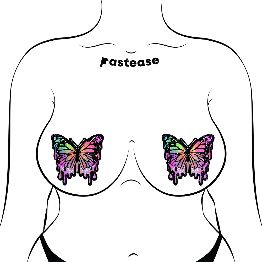 Butterfly Melt Trippy Glitter Rainbow Nipple Pasties by Pastease® - Lunautics Pasties