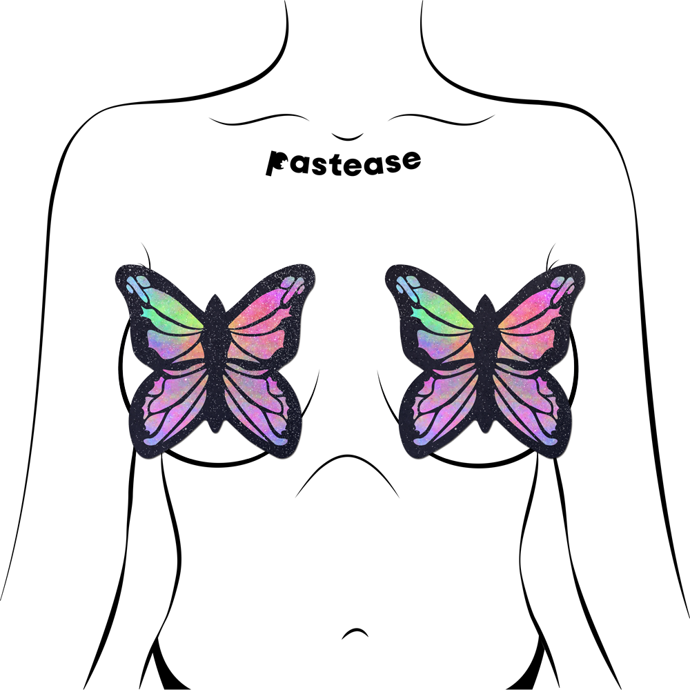 Butterfly Rainbow Twinkle Velvet Full Coverage Pasties by Pastease - Lunautics Pasties
