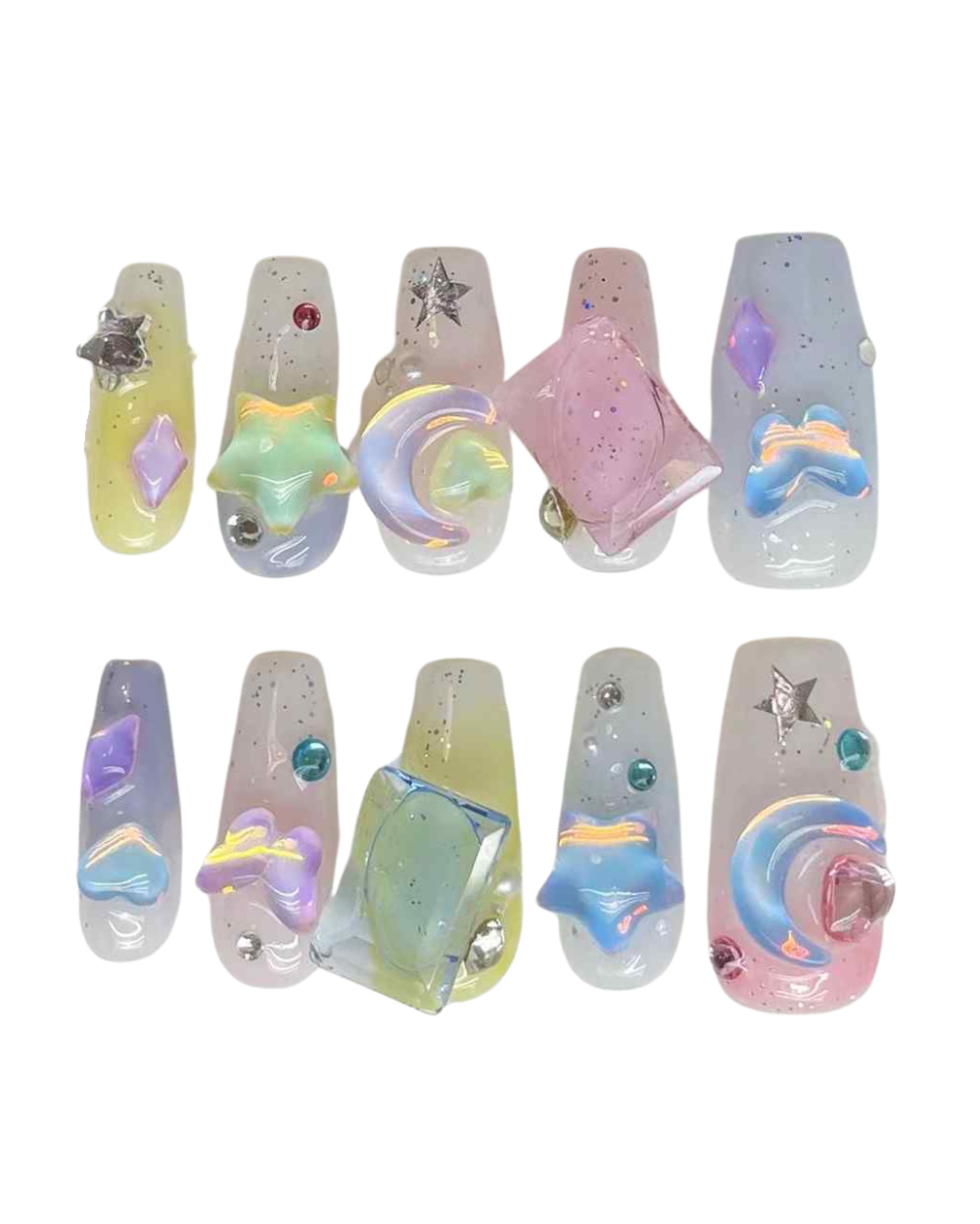 Sunshine Sizzle- Hand Painted Nails - Lunautics