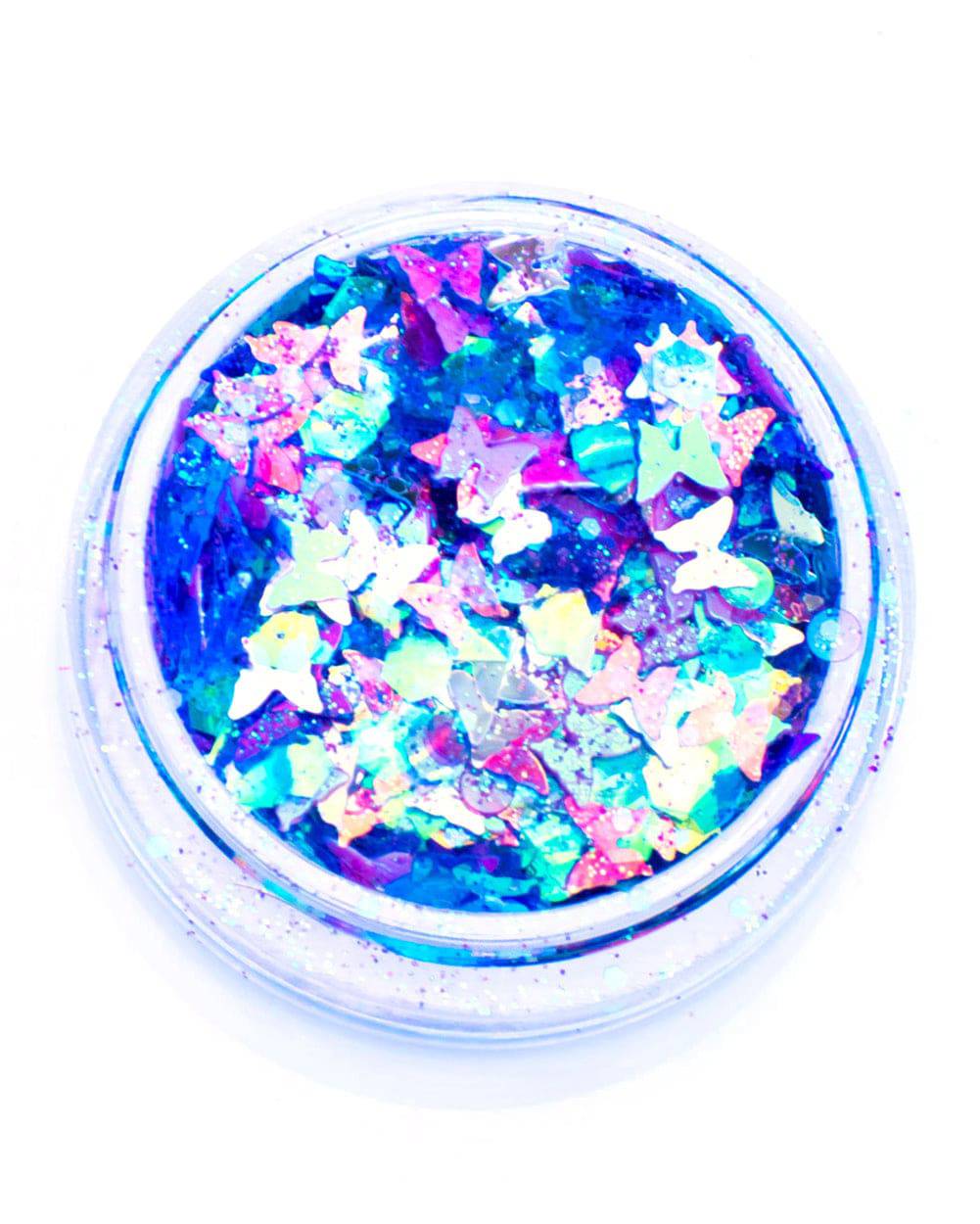 Mariah - Chunky Blue and Purple Butterfly Glitter - Lunautics Chunky Glitter