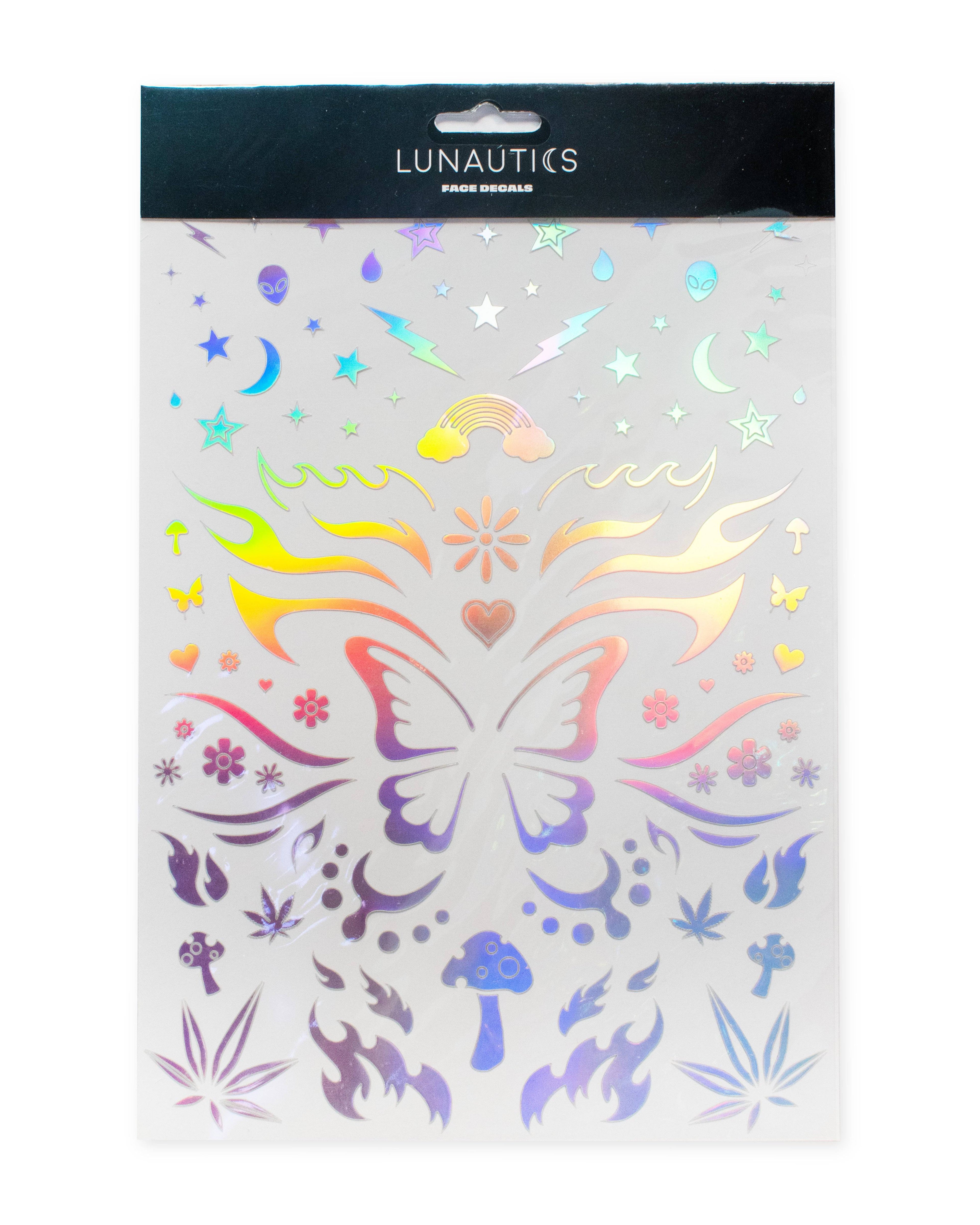 Rave Day Silver Holographic Face Decal Stickers - Lunautics Face Decal