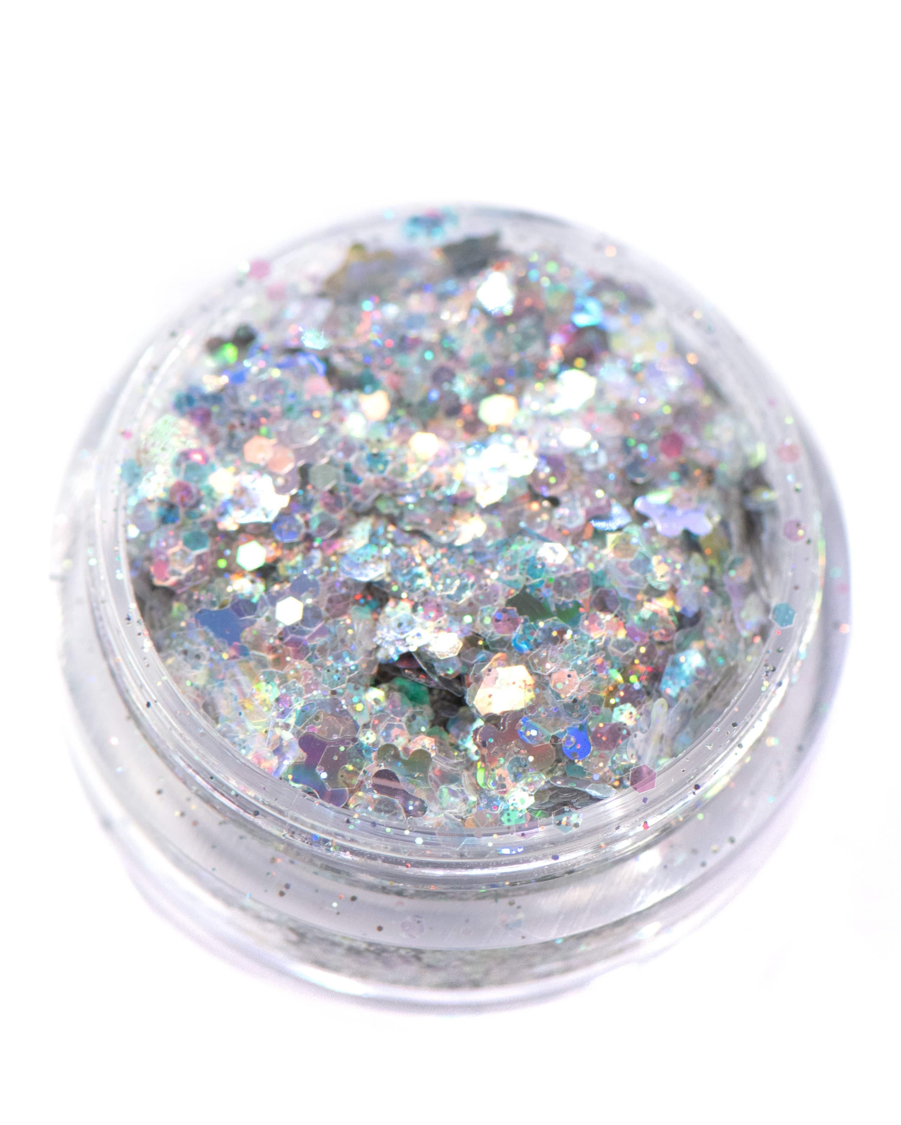 Social Butterfly - Holographic Silver Glitter with Butterflies - Lunautics Chunky Glitter