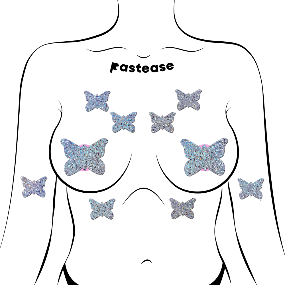 Mini Silver Glitter Butterfly Body Stickers