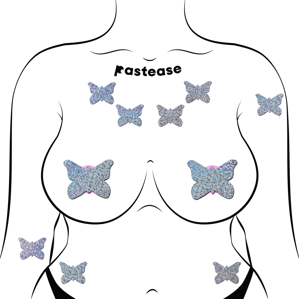 Mini Silver Glitter Butterfly Body Stickers