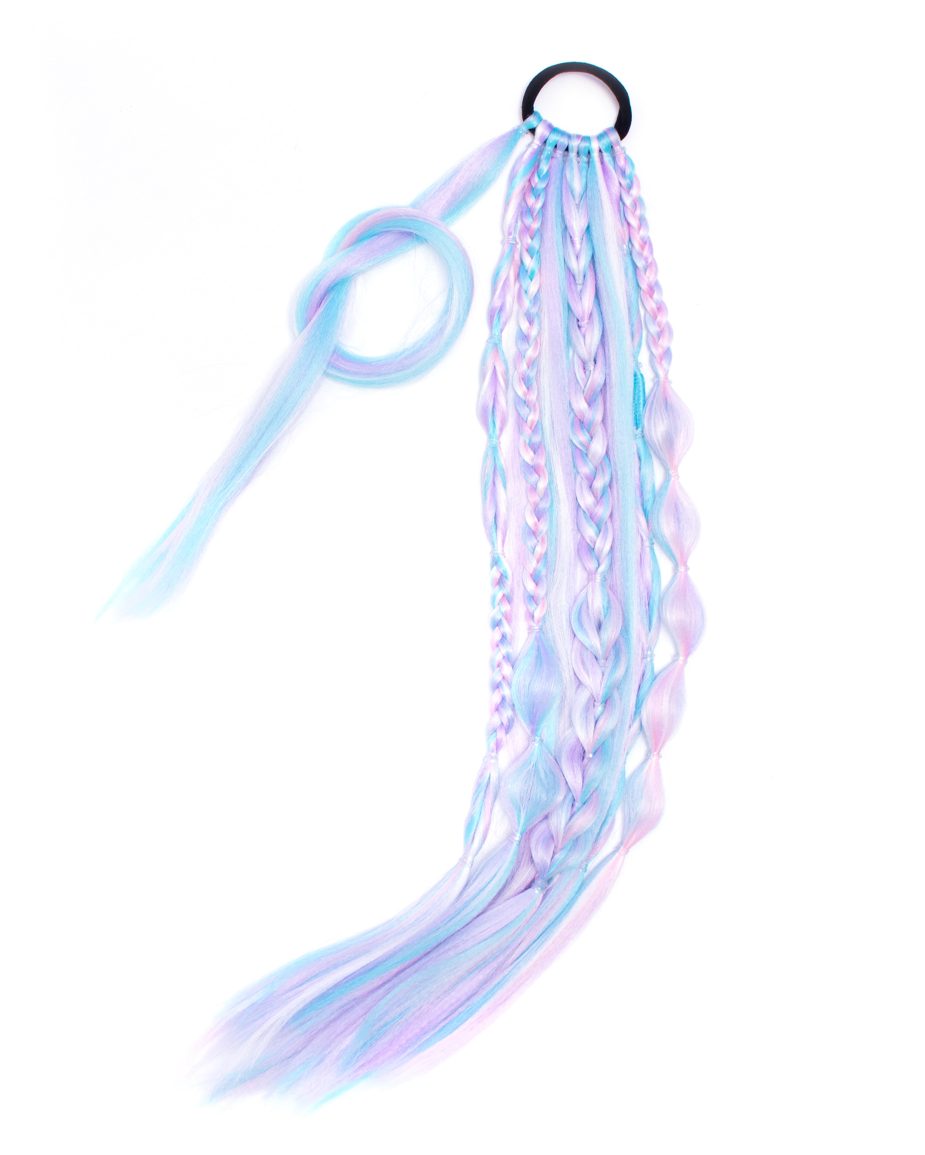 Sweetie - Pastel Braided UV-Reactive Ponytail Extension - Lunautics Ponytail Hair Extension