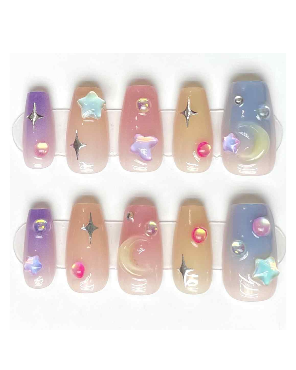 Rainbow Rave- Hand Painted Nails - Lunautics