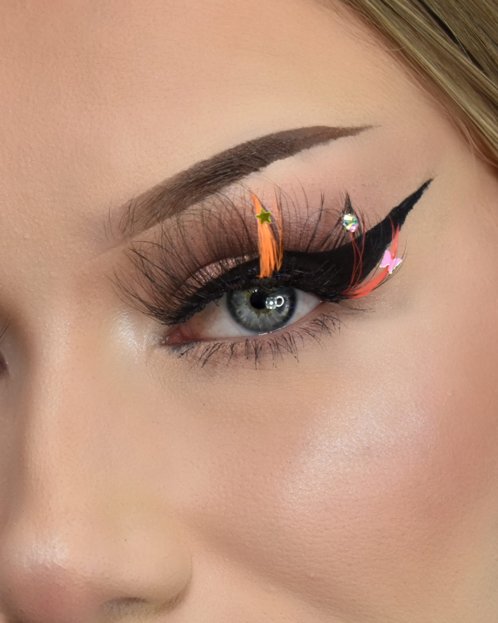 Sorbet Sparkle- Faux Mink Glam Glitter & Rhinestone Eyelashes - Lunautics False Eyelashes