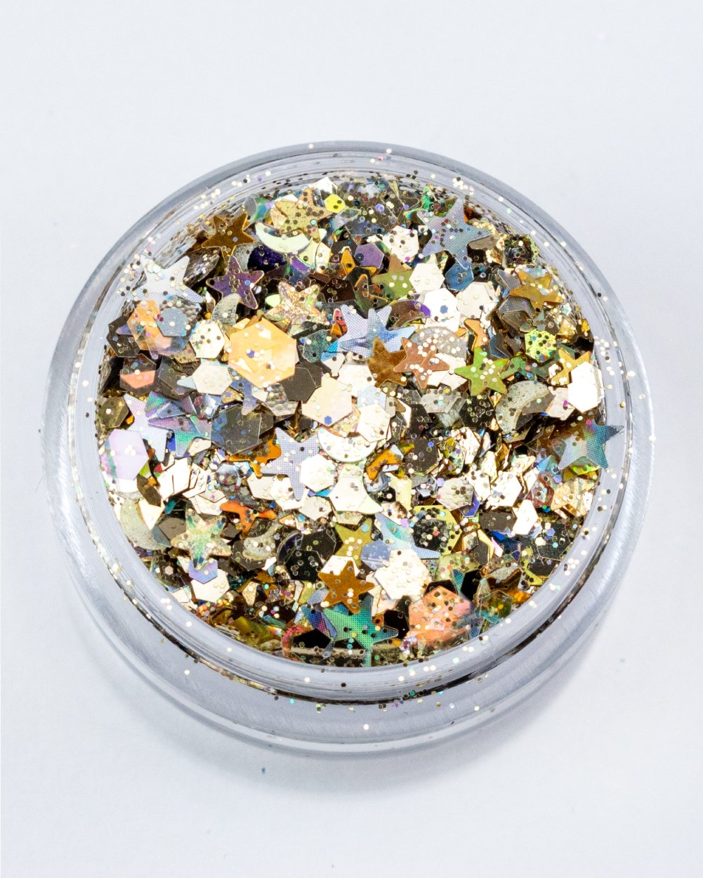 Sun & Moon - Metallic Silver and Gold Chunky Glitter with Stars - Lunautics