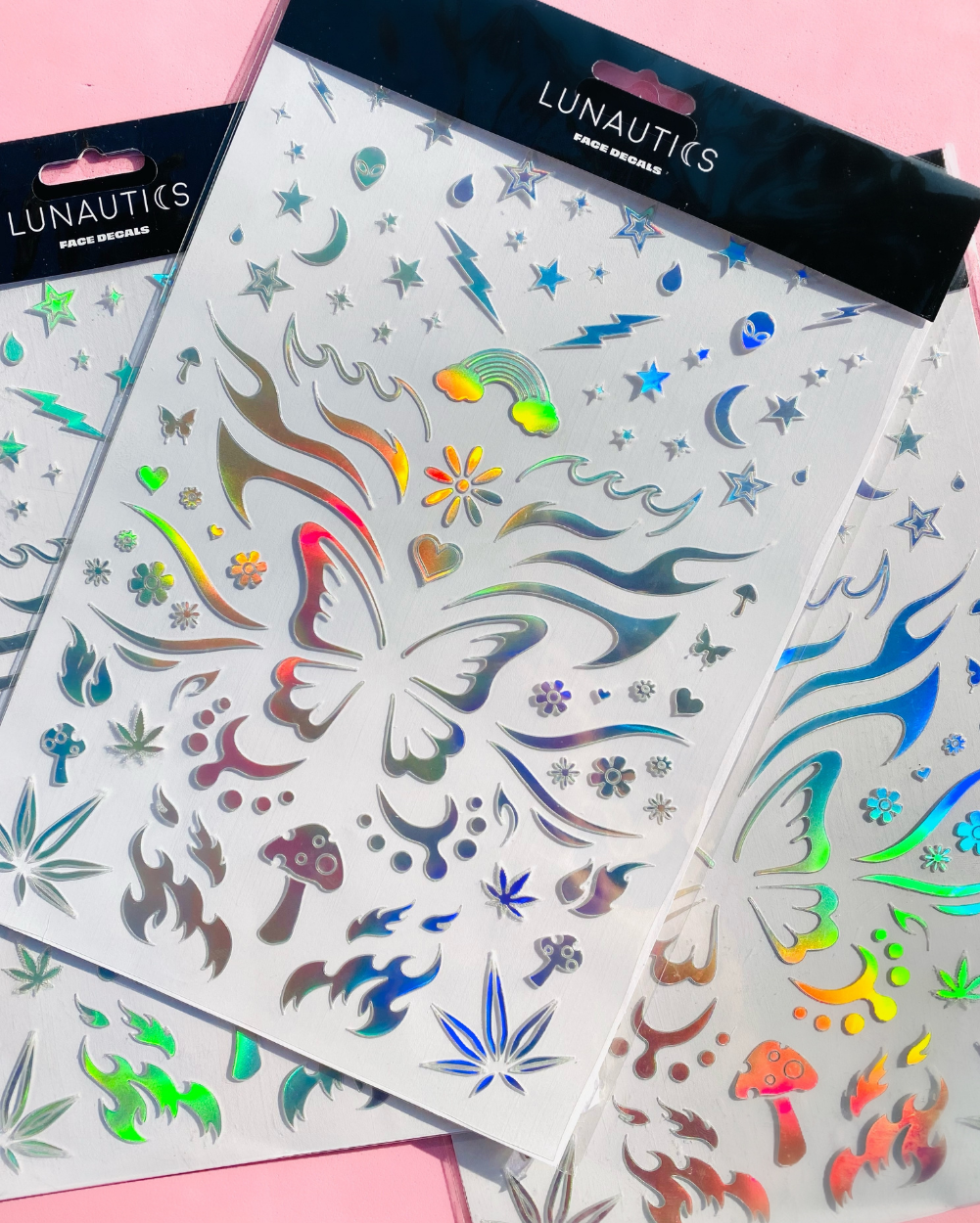 Rave Day Silver Holographic Face Decals - Lunautics Face Decal