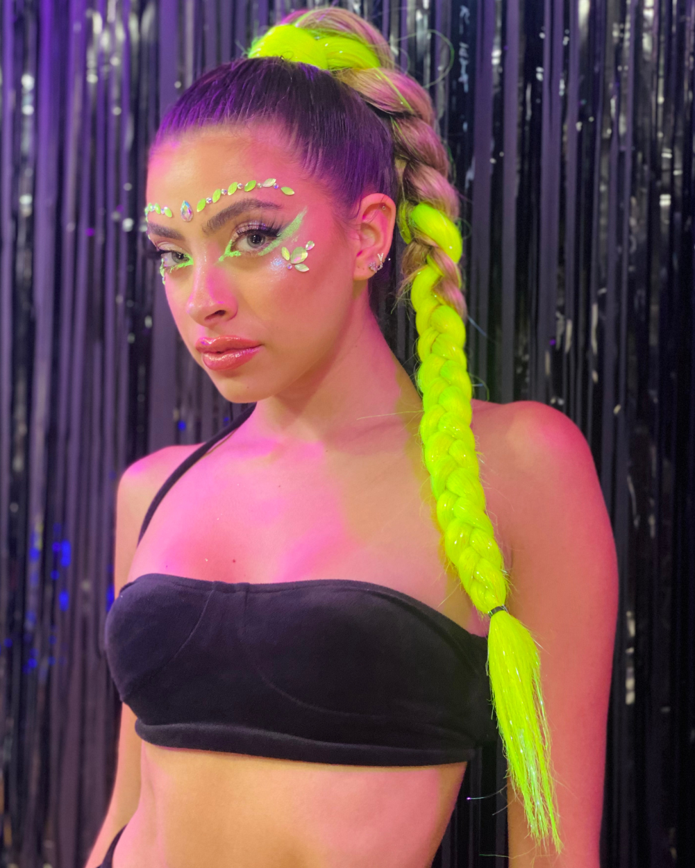 Lemondrop - Neon Yellow UV Hair Extension w/Tinsel - Lunautics