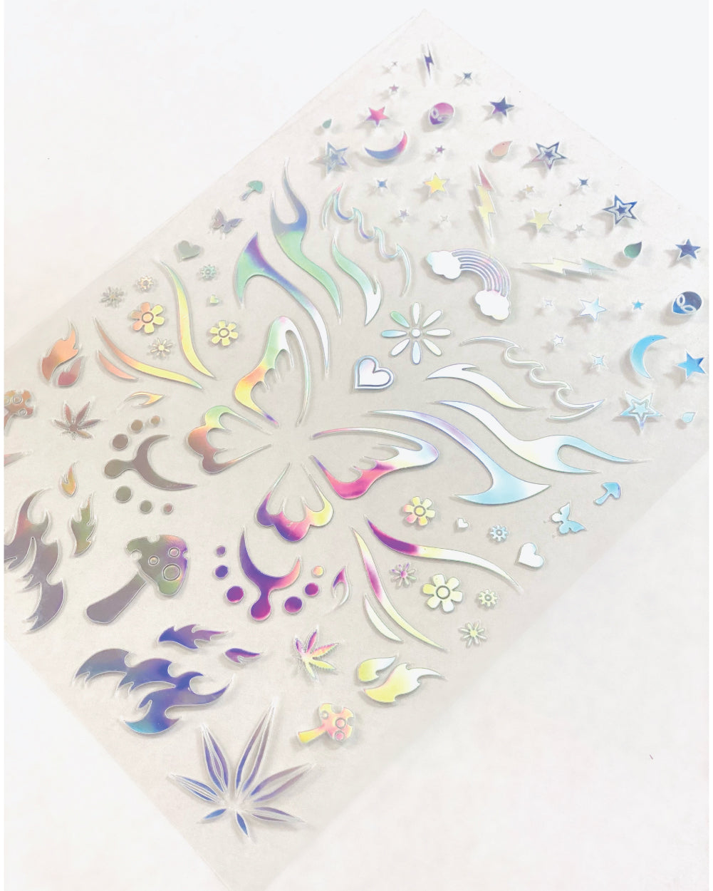 Rave Day Silver Holographic Face Decal Stickers - Lunautics