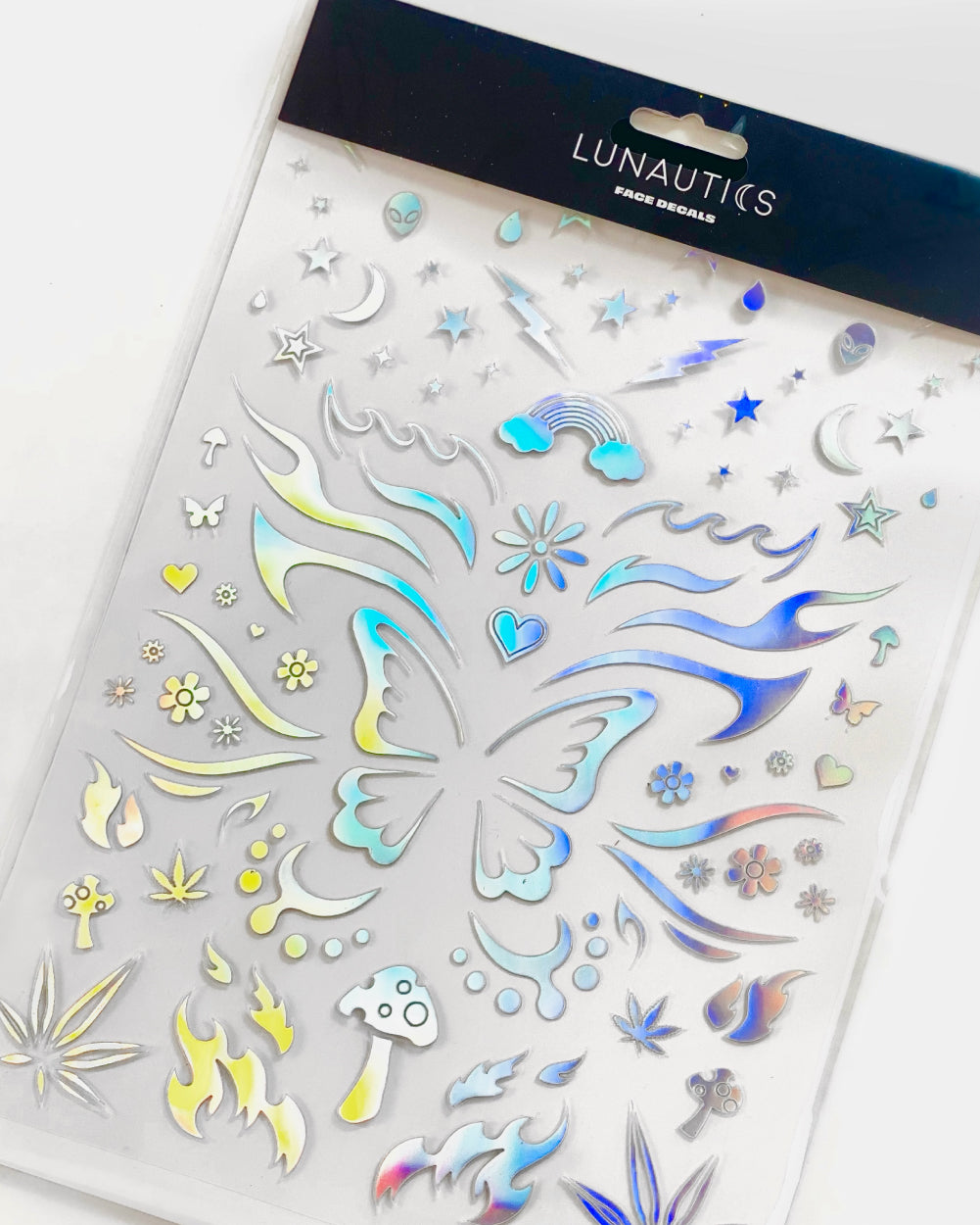 Rave Day Silver Holographic Face Decals - Lunautics Face Decal