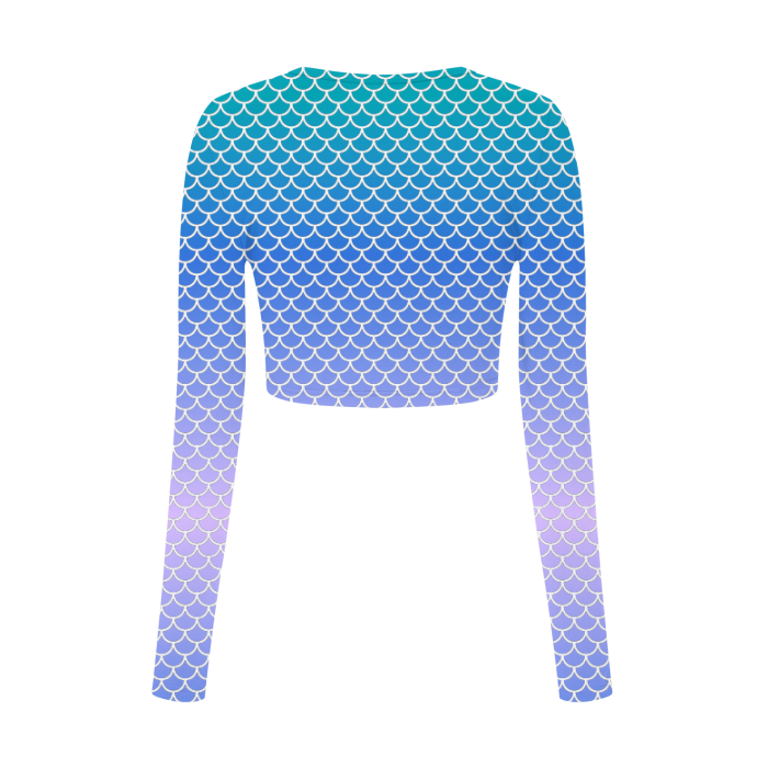 Siren Song- Mermaid Print Long Sleeve Crop Top - Lunautics 