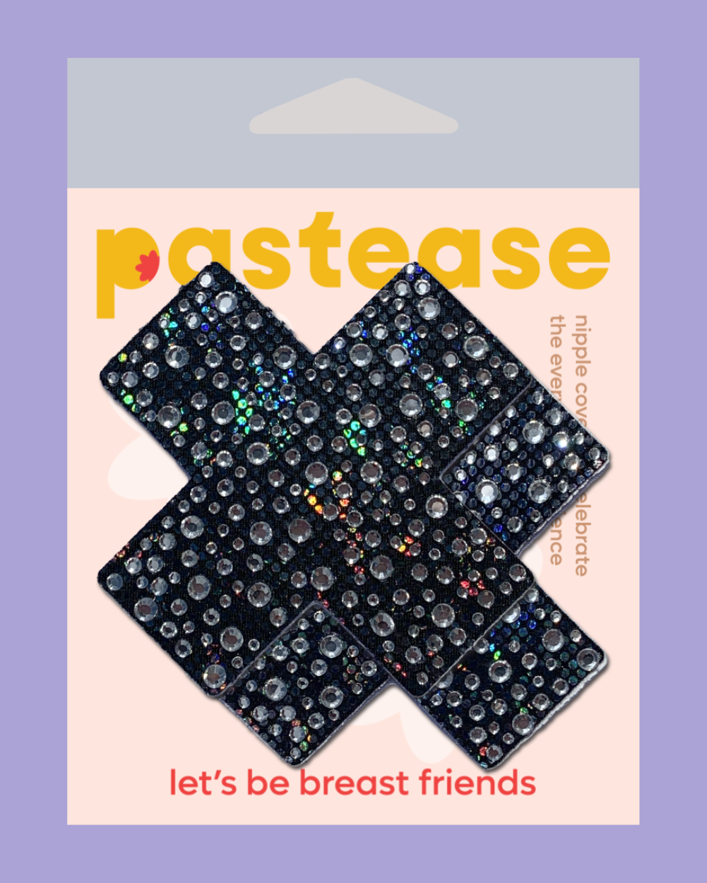 Plus X: Crystal Black Cross Nipple Pasties by Pastease®