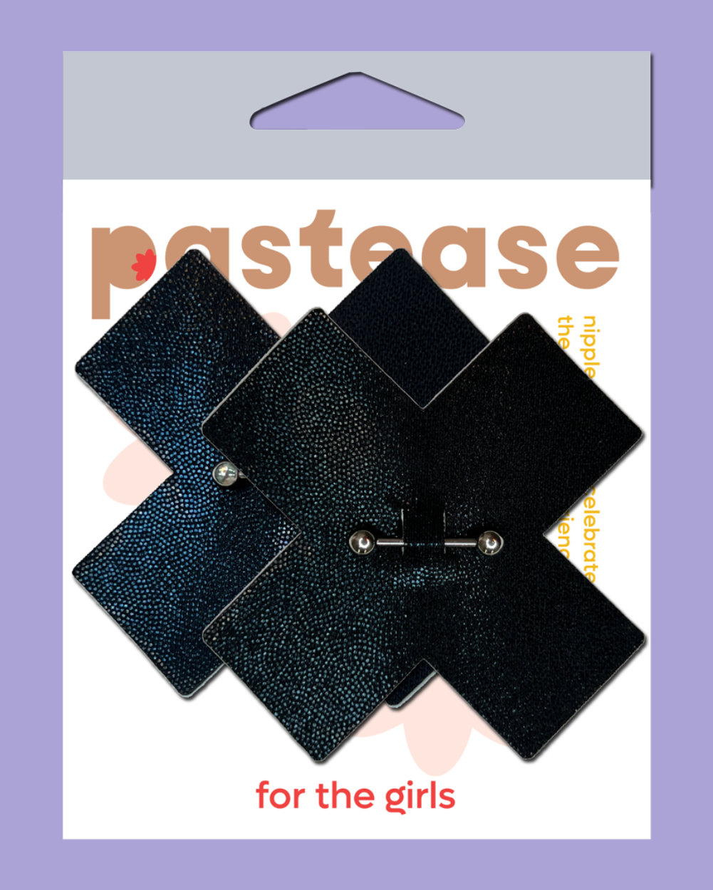 Pierced Pasties: Liquid Black Cross Plus X with Faux Piercings
